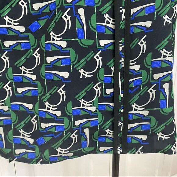 Eloquii Green Blue Black Abstract Pattern Long Sleeve Blouse - Picture 5 of 12